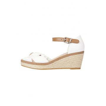 Sandale wedge tip espadrile cu logo mic brodat