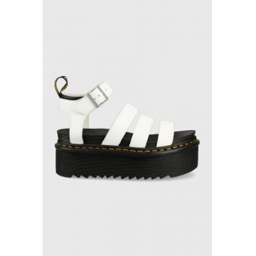 Dr. Martens sandale de piele femei, culoarea alb, cu platforma DM27296100.Blaire.Quad-White.Hydr