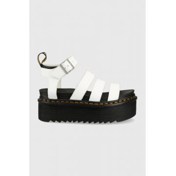 Dr. Martens sandale de piele femei, culoarea alb, cu platforma
