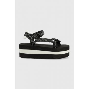 Karl Lagerfeld sandale VELOCITA HI WEDGE femei, culoarea negru, cu platformă KL82900