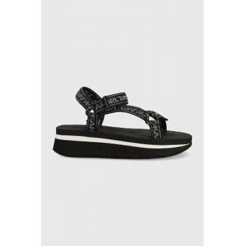 Karl Lagerfeld sandale Velocita Wedge femei, culoarea negru, cu platforma