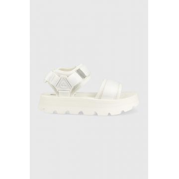 Timberland sandale femei, culoarea alb, cu platforma