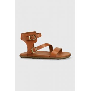 UGG sandale de piele Solivan Strap femei, culoarea maro