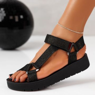 Sandale Dama cu Platforma Mara Negre #11741 Sandale Dama cu Platforma Mara Negre #11741