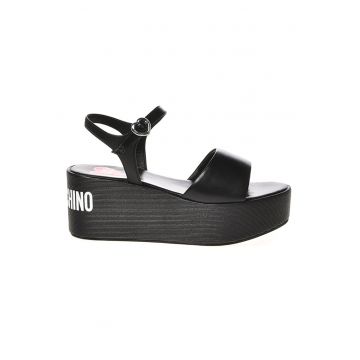 Sandale din piele ecologica cu talpa wedge