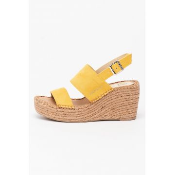 Sandale -espadrile wedge de piele intoarsa ecologica Susan