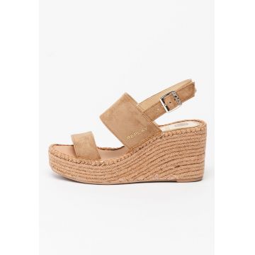 Sandale -espadrile wedge de piele intoarsa ecologica Susan