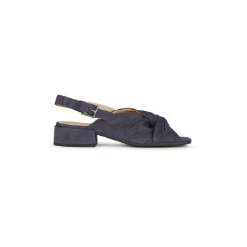 Sandale slingback de piele intoarsa cu model cu nod