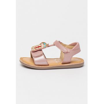 Mod 8 kids - Sandale de piele cu velcro si margele Mod 8 kids - Sandale de piele cu velcro si margele