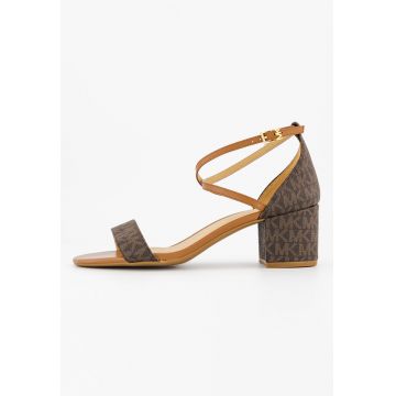Sandale din piele ecologica cu model monograma Sandale din piele ecologica cu model monograma