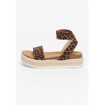 Sandale-espadrile cu talpa flatform si animal print Jlayne