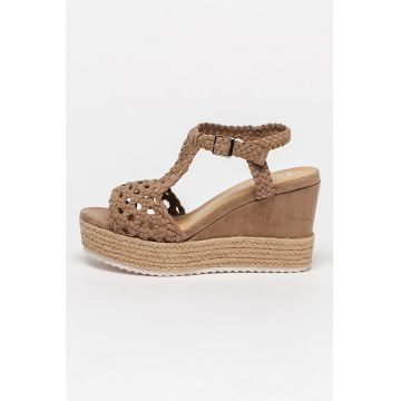 Sandale-espadrile wedge cu aspect impletit