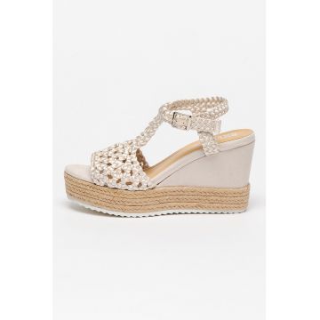 Sandale-espadrile wedge cu aspect impletit