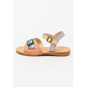 Sandale colorblock de piele cu bareta cu catarama Bass