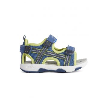 Sandale de piele ecologica si material textil cu velcro Sandale de piele ecologica si material textil cu velcro