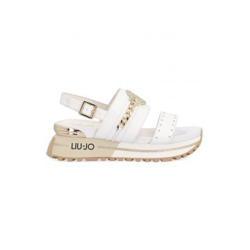 Sandale slingback de piele ecologica cu detaliu metalic Sandale slingback de piele ecologica cu detaliu metalic