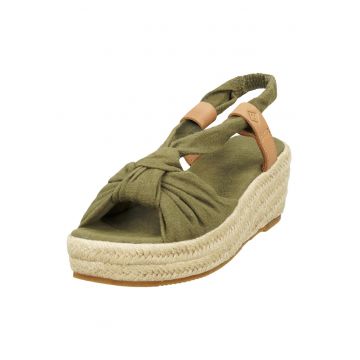 Sandale tip espadrile cu talpa wedge si model cu nod