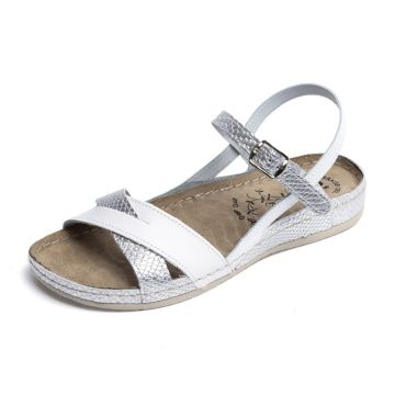 Sandale din piele naturala 171 alb-argintiu