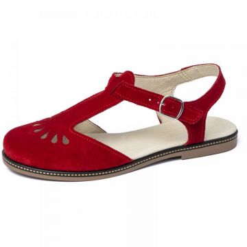 Sandale din piele naturala 281 Rosu Velur Sandale din piele naturala 281 Rosu Velur
