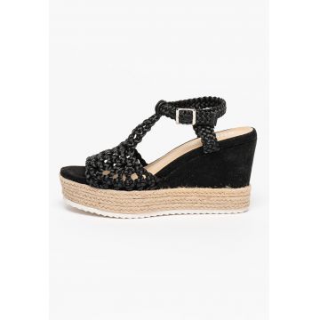 Sandale-espadrile wedge cu aspect impletit