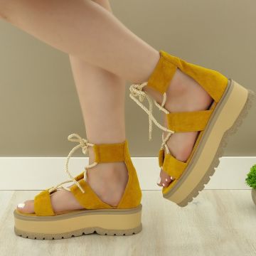 Sandale Dama Galbene Cu Siret Roberta Sandale Dama Galbene Cu Siret Roberta