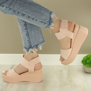 Sandale Dama Roz Cu Elastic Dalal Sandale Dama Roz Cu Elastic Dalal