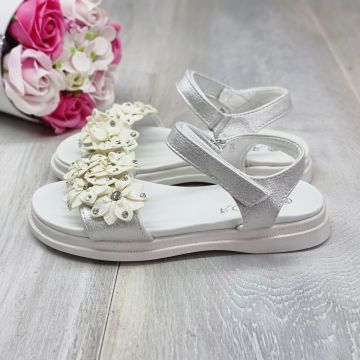 Sandale Fata Albe Cu Bareta Debra Sandale Fata Albe Cu Bareta Debra