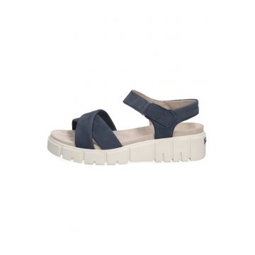 Sandale din piele nabuc cu talpa wedge