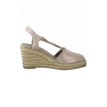 Sandale-espadrile wedge cu aplicatii impletite din iuta