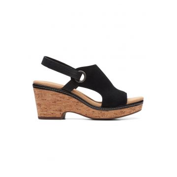 Sandale slingback demi-wedge de piele intoarsa Giselle-Sea