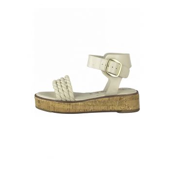 Sandale wedge cu insertii de piele