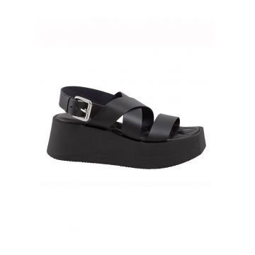 Sandale wedge de piele