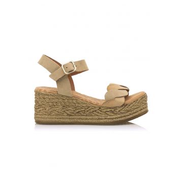 Sandale tip espadrile de piele intoarsa