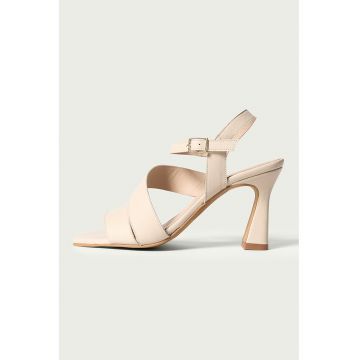 Sandale de piele cu toc Gloria - Bej