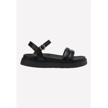 Sandale flatform de piele cu aspect matlasat