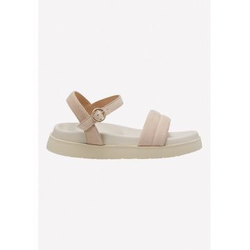 Sandale flatform de piele intoarsa cu logo stantat