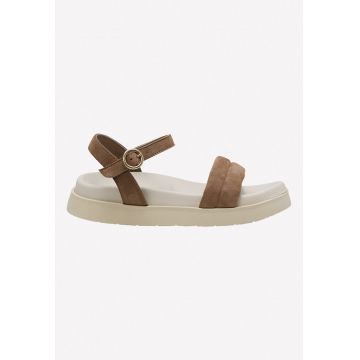 Sandale flatform de piele intoarsa cu logo stantat