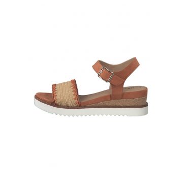 Sandale cu talpa wedge si insertii din piele ecologica Sandale cu talpa wedge si insertii din piele ecologica