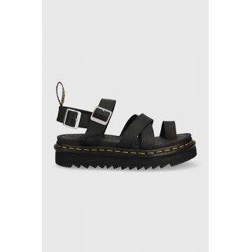 Dr. Martens sandale de piele femei, culoarea negru, cu platforma