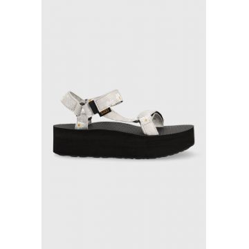 Teva sandale femei, culoarea gri, cu platforma